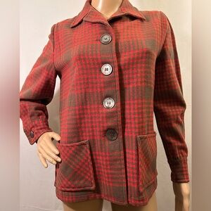 Vintage 50’s Pendleton Plaid Red and Brown 49ers Jacket 100% Wool